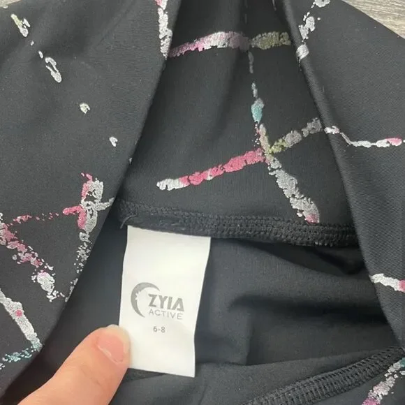 ZYIA Abstract Hi Rise 7/8 Length Leggings Sz 6/8 - Picture 8 of 10